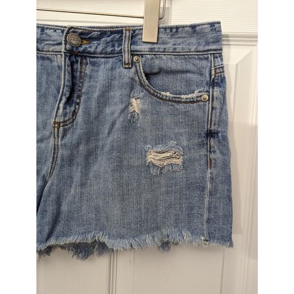 Ann Taylor LOFT Shorts Size 10 Denim Cut Off Embroidered Upcycled - Picture 9 of 9